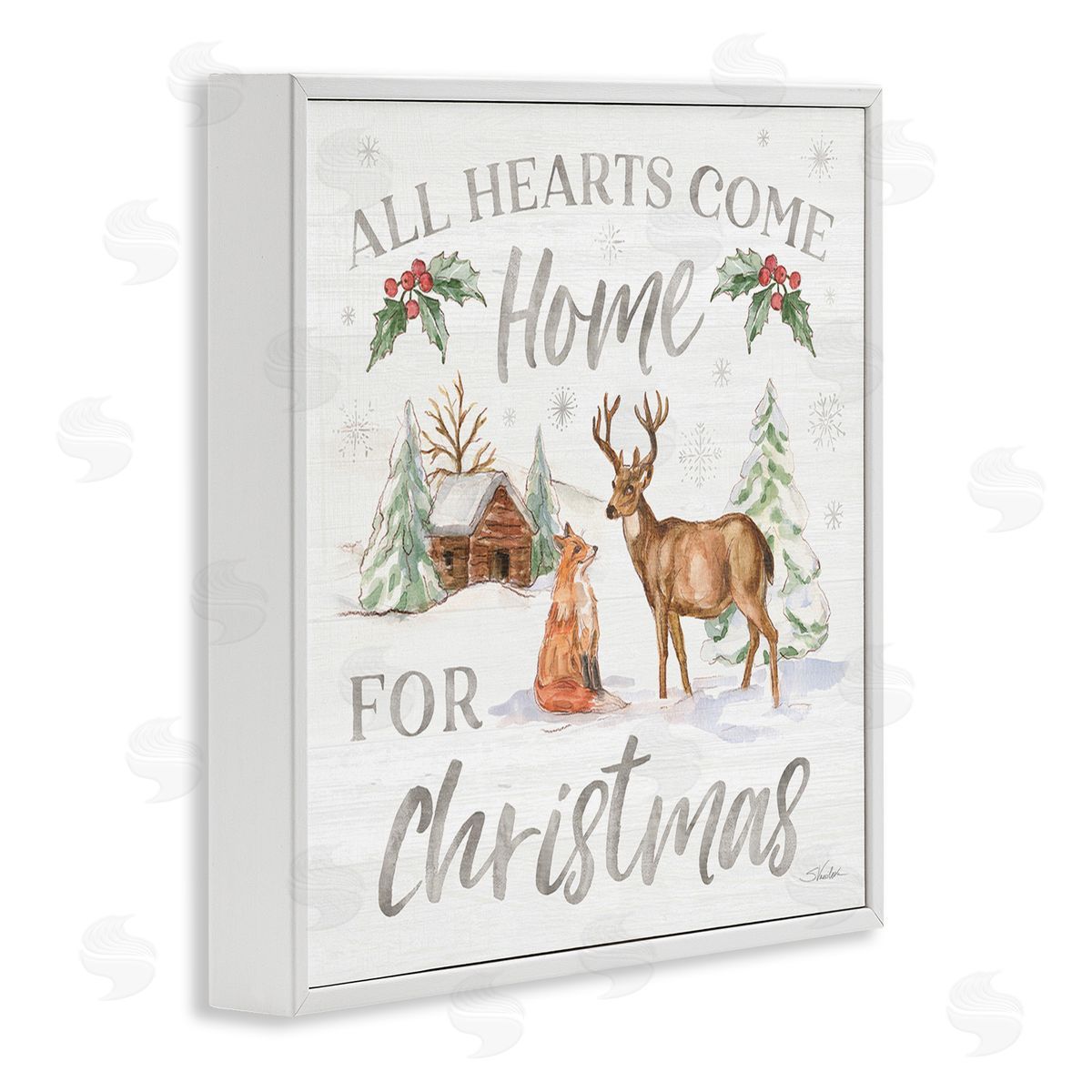 Silvia Vassileva Home For Christmas Phrase White Framed Giclee Wall Art Print