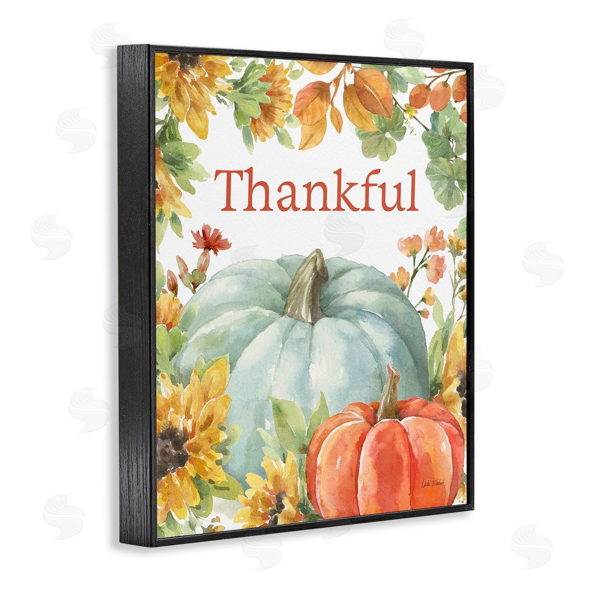 Leslie Trimbach Thankful with Fall Harvest Black Framed Giclee Wall Art Print