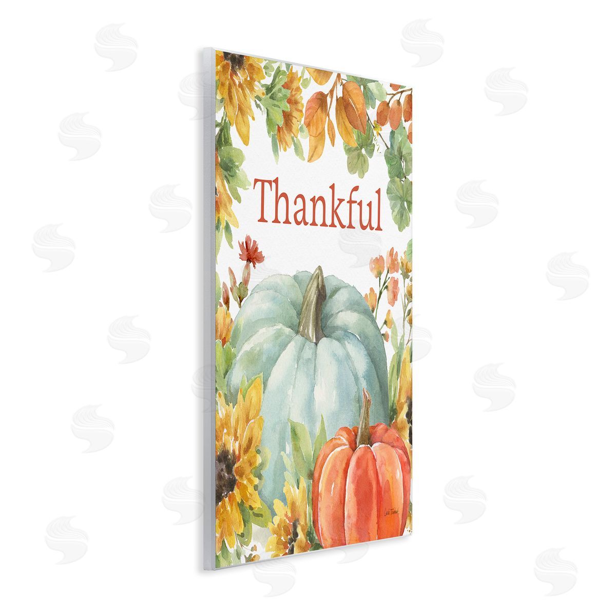 Leslie Trimbach Thankful with Fall Harvest Wooden Wall Plaque Art Print
