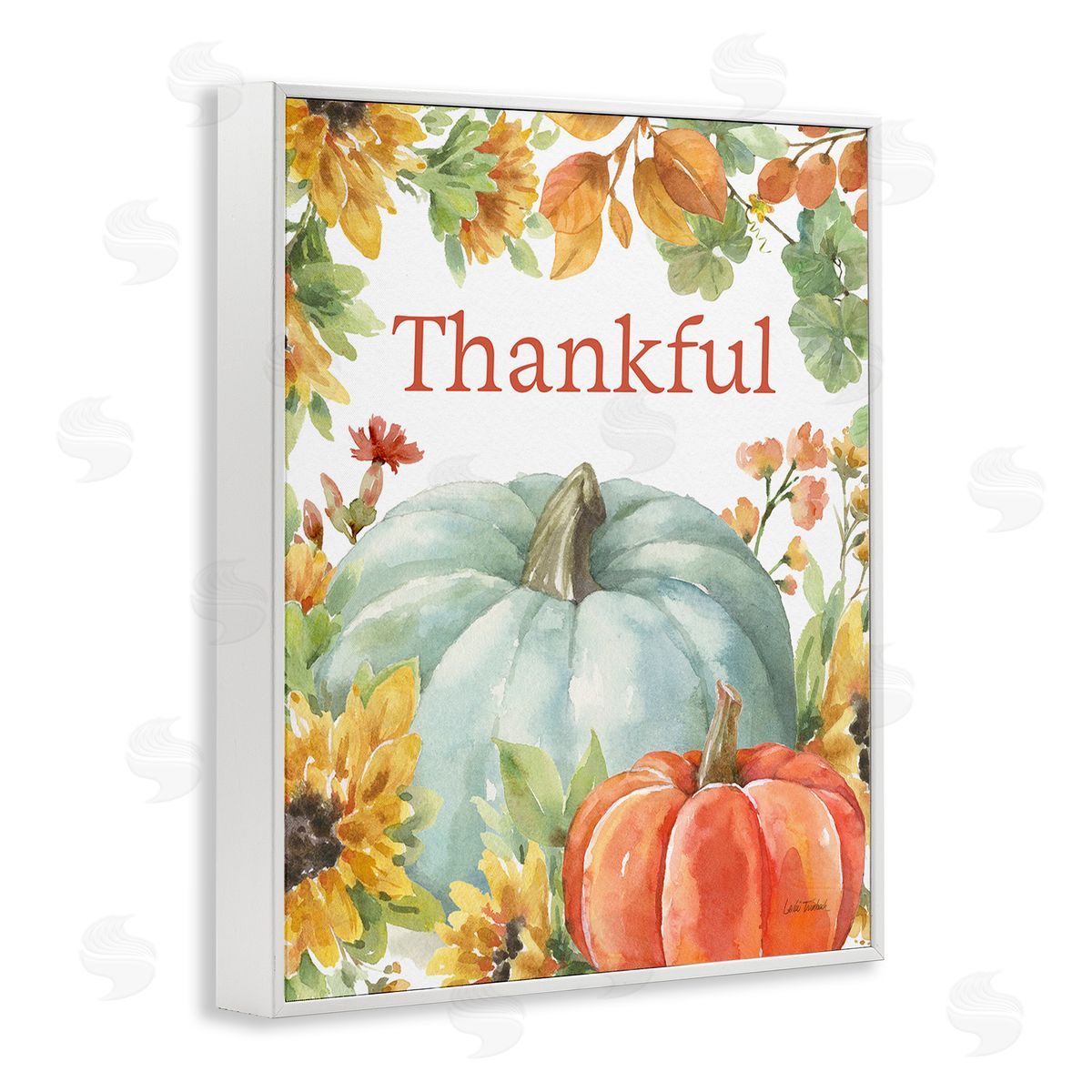 Leslie Trimbach Thankful with Fall Harvest White Framed Giclee Wall Art Print