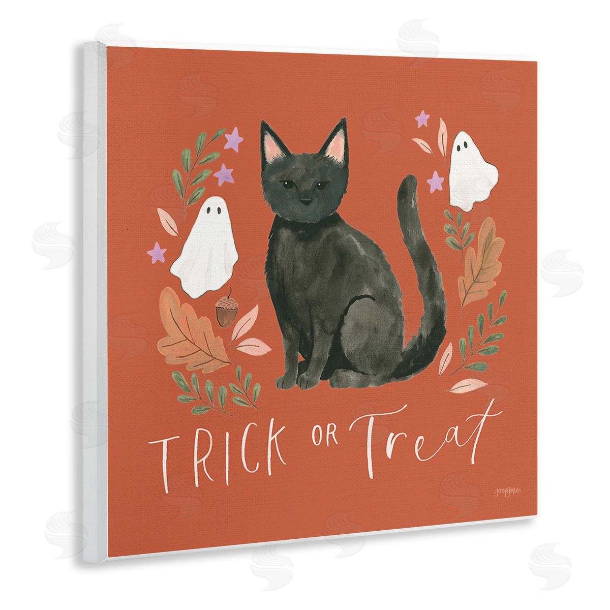 Jenaya Jackson Trick Or Treat Cat Wooden Wall Plaque Art Print