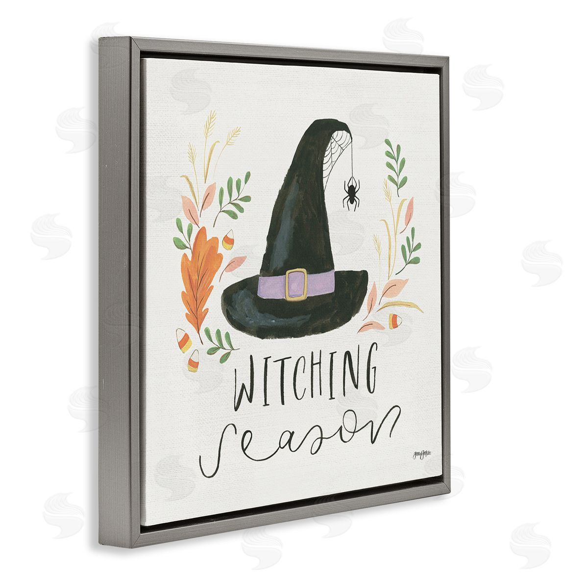 Jenaya Jackson Whimsical Witching Season Gray Floating Frame Canvas Wall Art Print