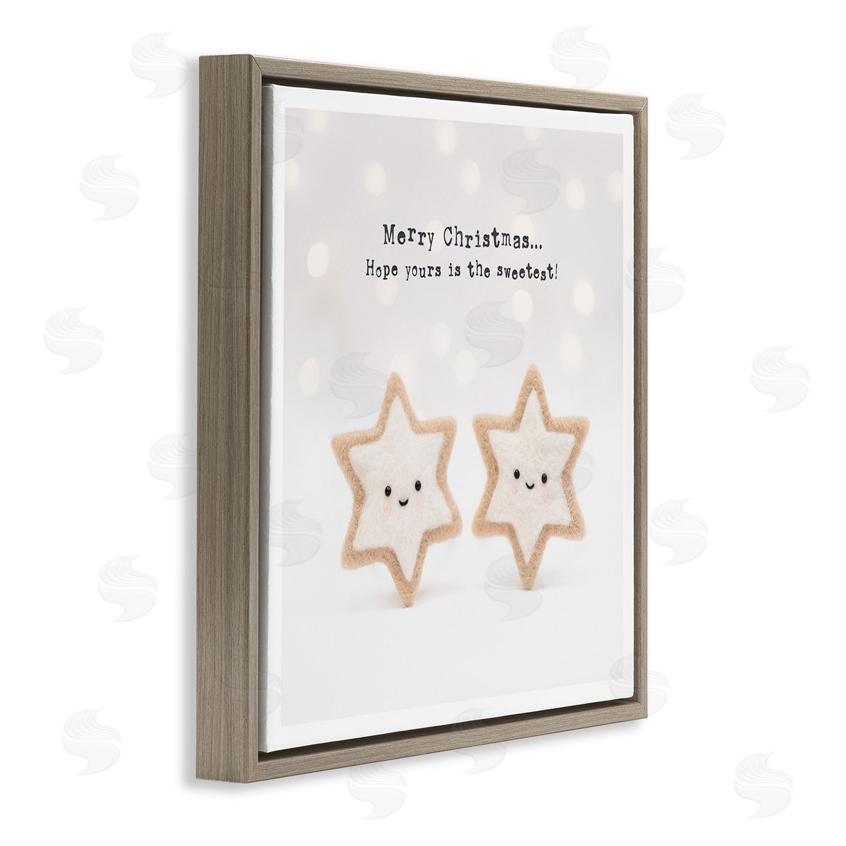 Lemon & Sugar Christmas Cookie Phrase Brown Floating Frame Canvas Wall Art Print