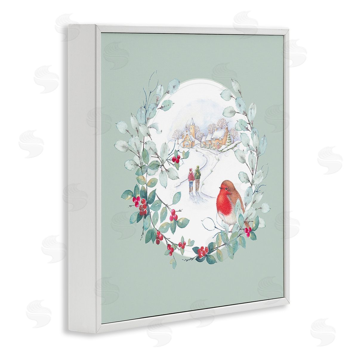 Julie Clay Winter Scene with Border White Framed Giclee Wall Art Print