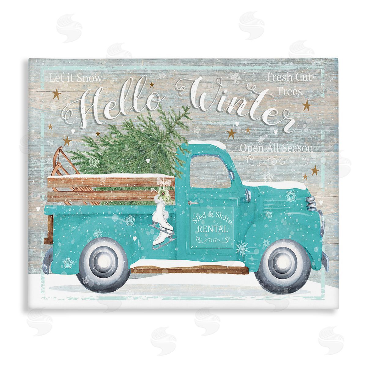 Karen Tye Bentley Rustic Hello Winter Truck Canvas Wall Art Print