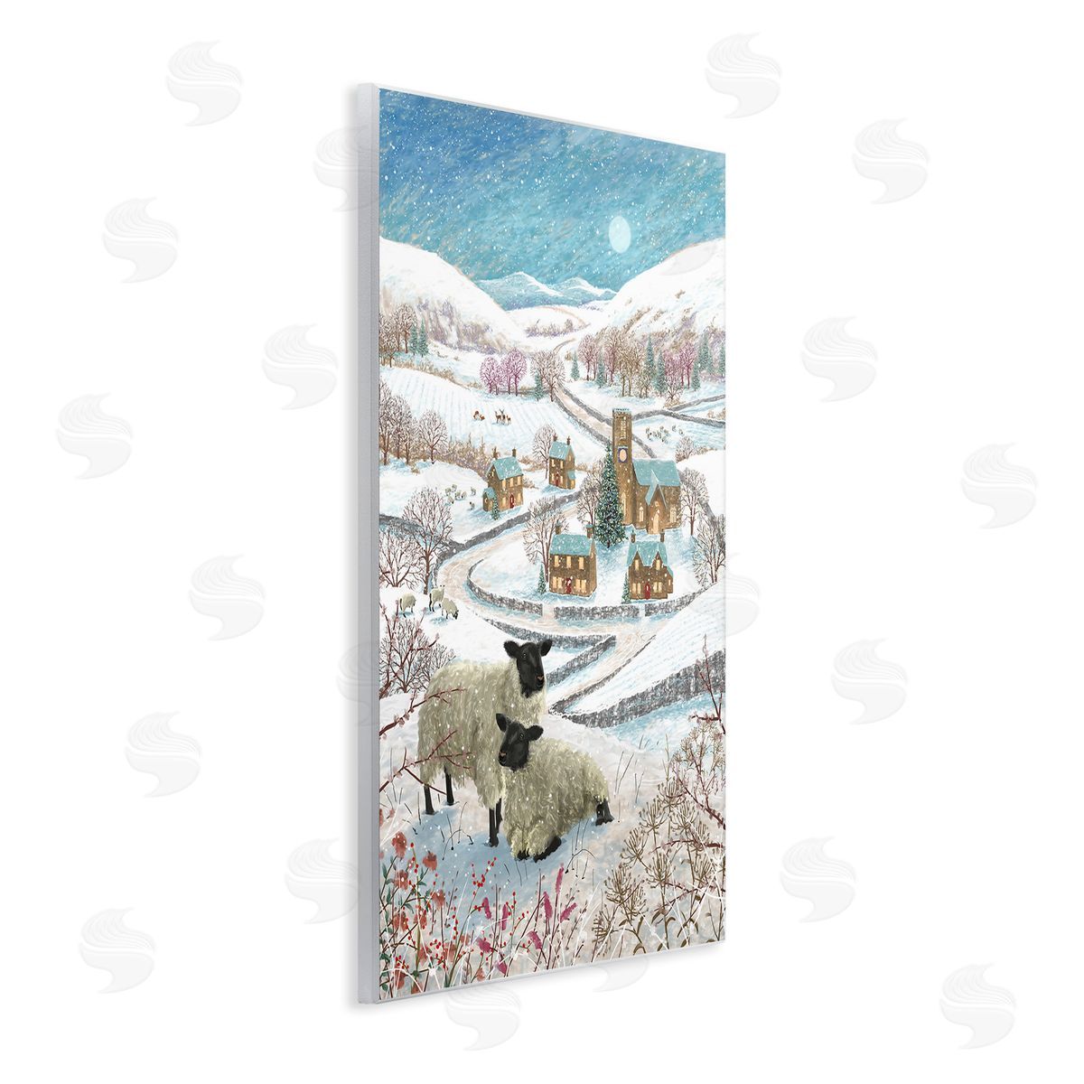Pip Wilson Sheep on Wintery Hill Wooden Wall Plaque Art Print