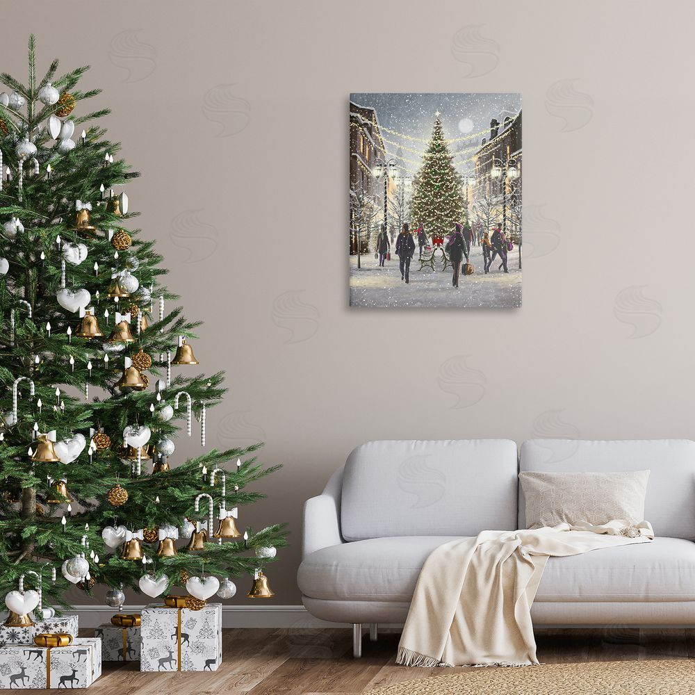 Pip Wilson Town Christmas Tree Canvas Wall Art Print in Room