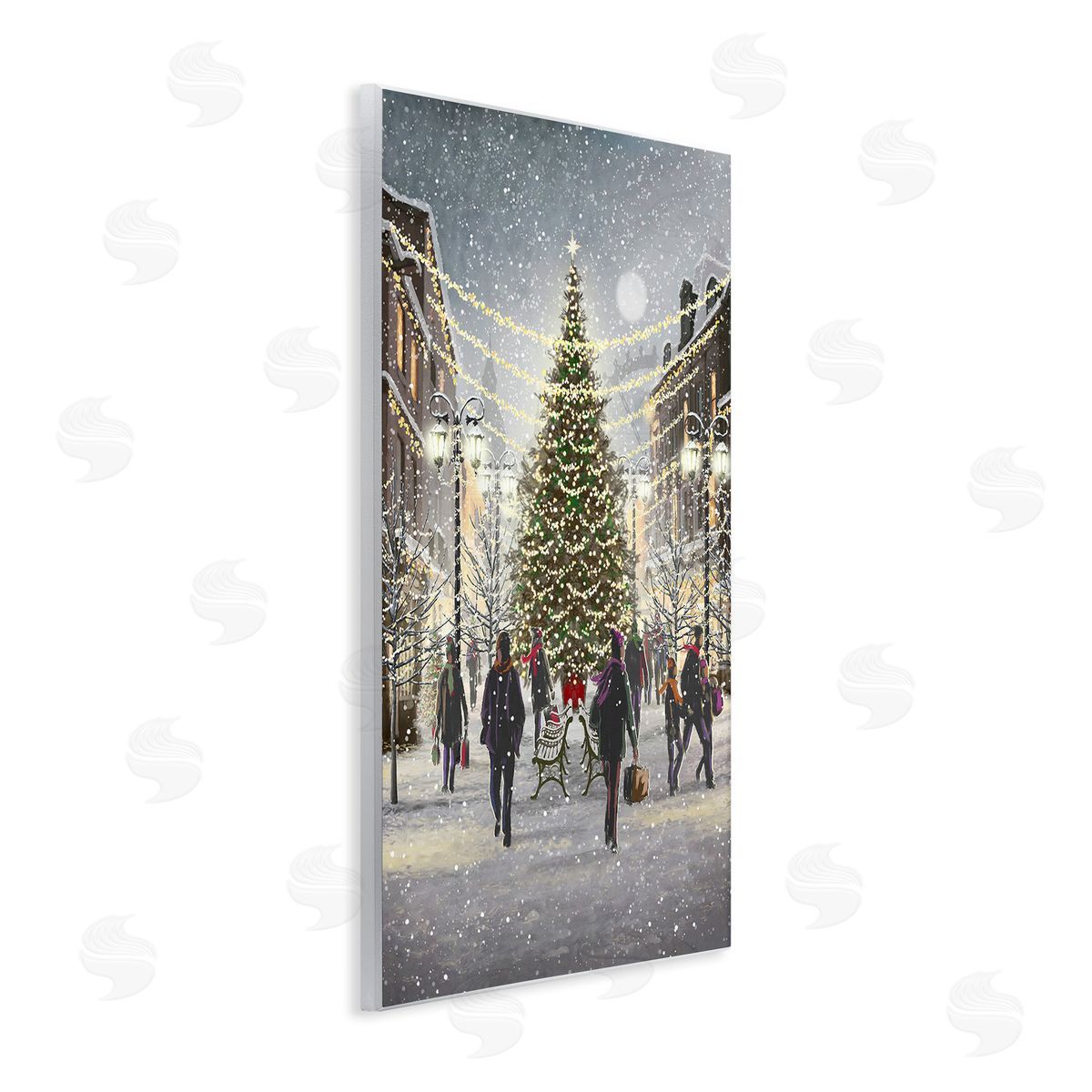 Pip Wilson Town Christmas Tree Wooden Wall Plaque Art Print