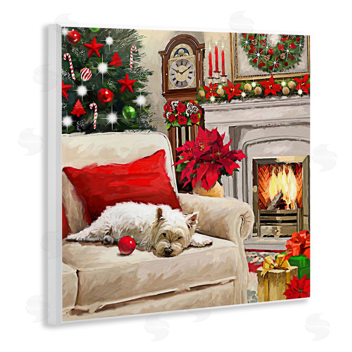 Adam Sanderson Cozy Dog by Holiday Mantle Wooden Wall Plaque Art Print