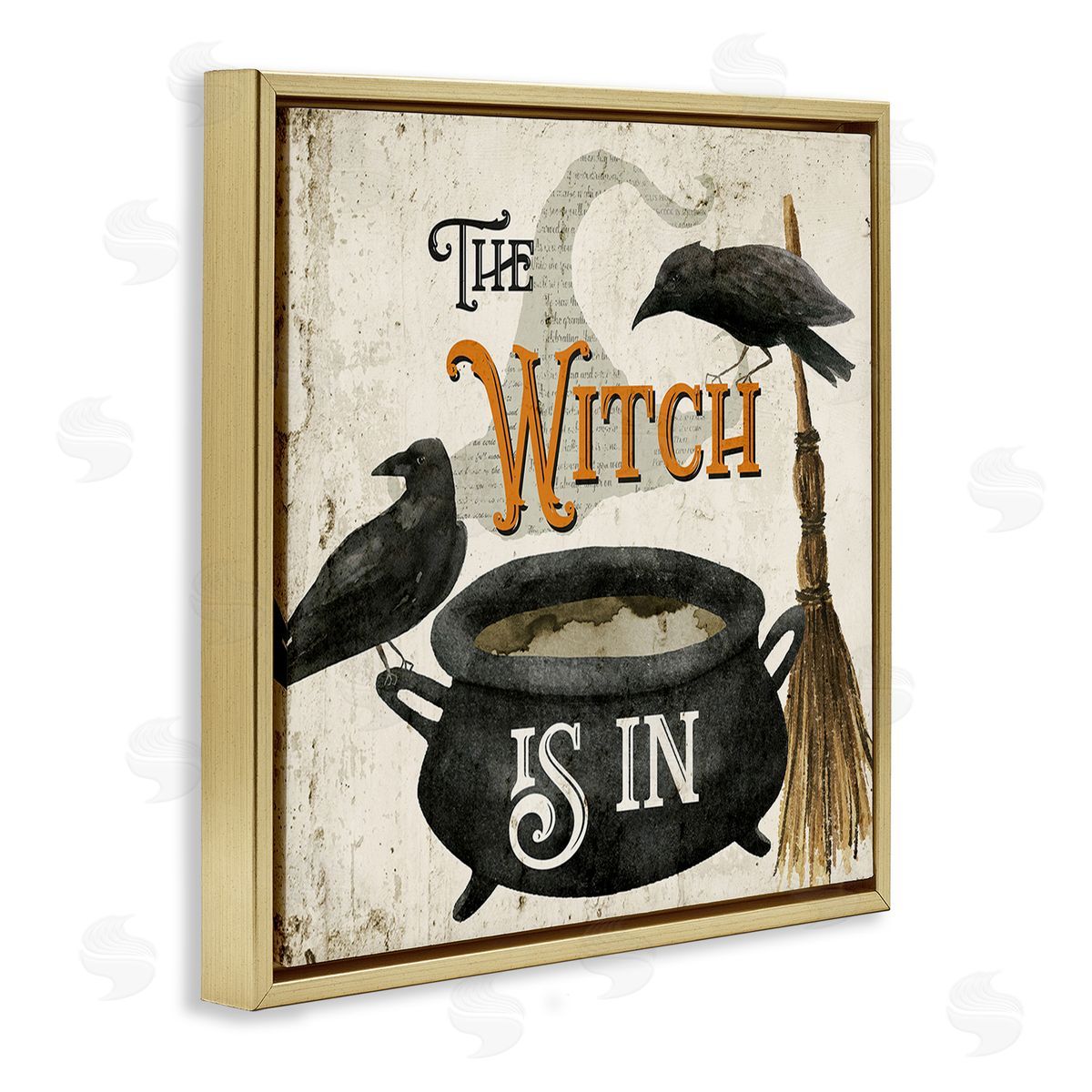 Deane Beesley Vintage Witch Is In Gold Floating Frame Canvas Wall Art Print