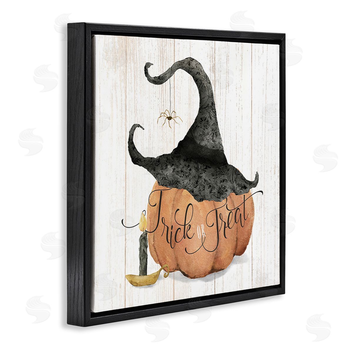Deane Beesley Pumpkin & Witch Hat Black Floating Frame Canvas Wall Art Print