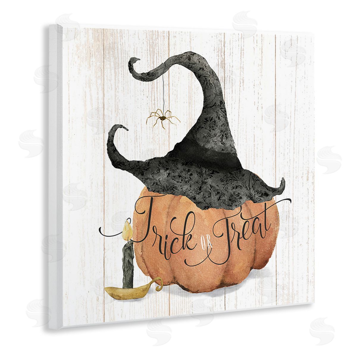 Deane Beesley Pumpkin & Witch Hat Wooden Wall Plaque Art Print