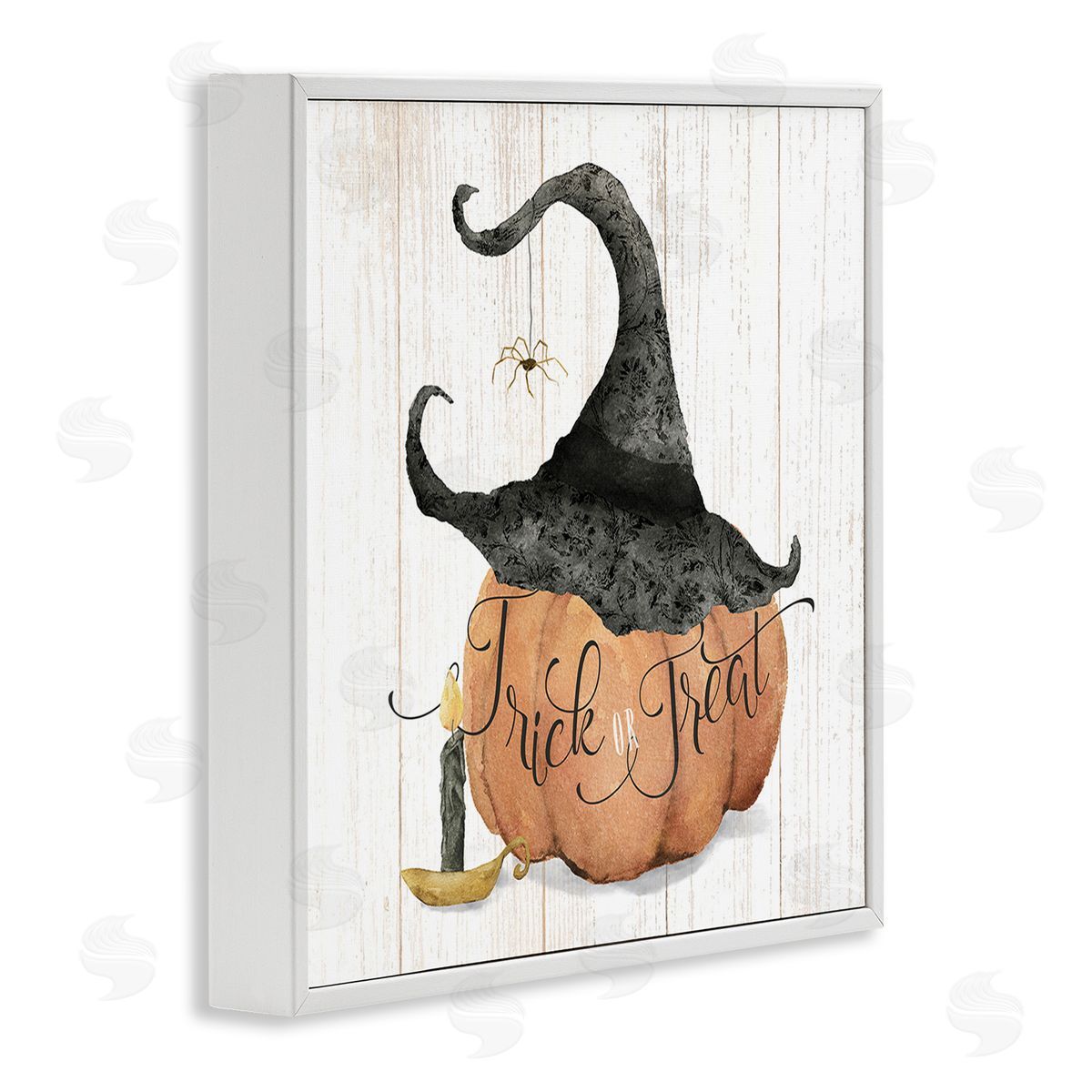 Deane Beesley Pumpkin & Witch Hat White Framed Giclee Wall Art Print