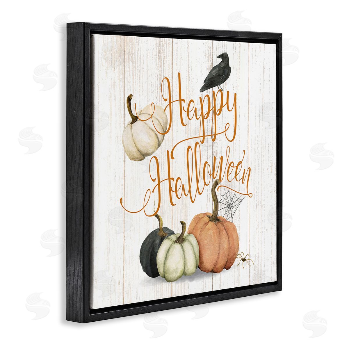 Deane Beesley Rustic Happy Halloween Black Floating Frame Canvas Wall Art Print