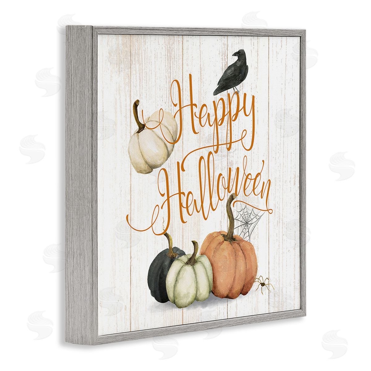 Deane Beesley Rustic Happy Halloween Gray Framed Giclee Wall Art Print