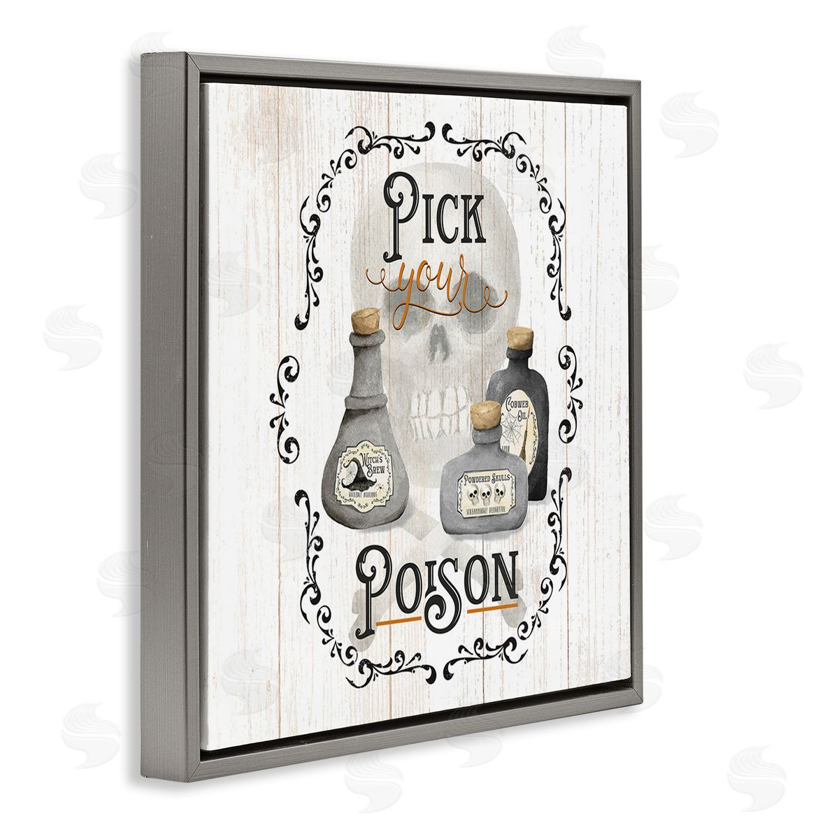 Deane Beesley Halloween Poison Jars Gray Floating Frame Canvas Wall Art Print