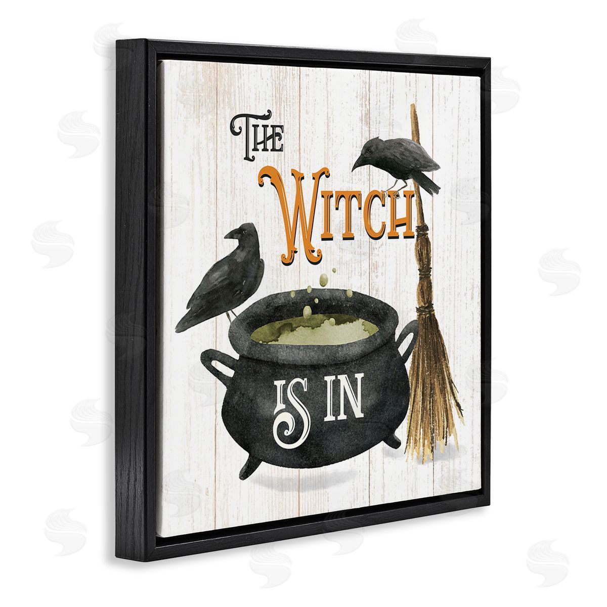 Deane Beesley Witch Cauldron & Crows Black Floating Frame Canvas Wall Art Print