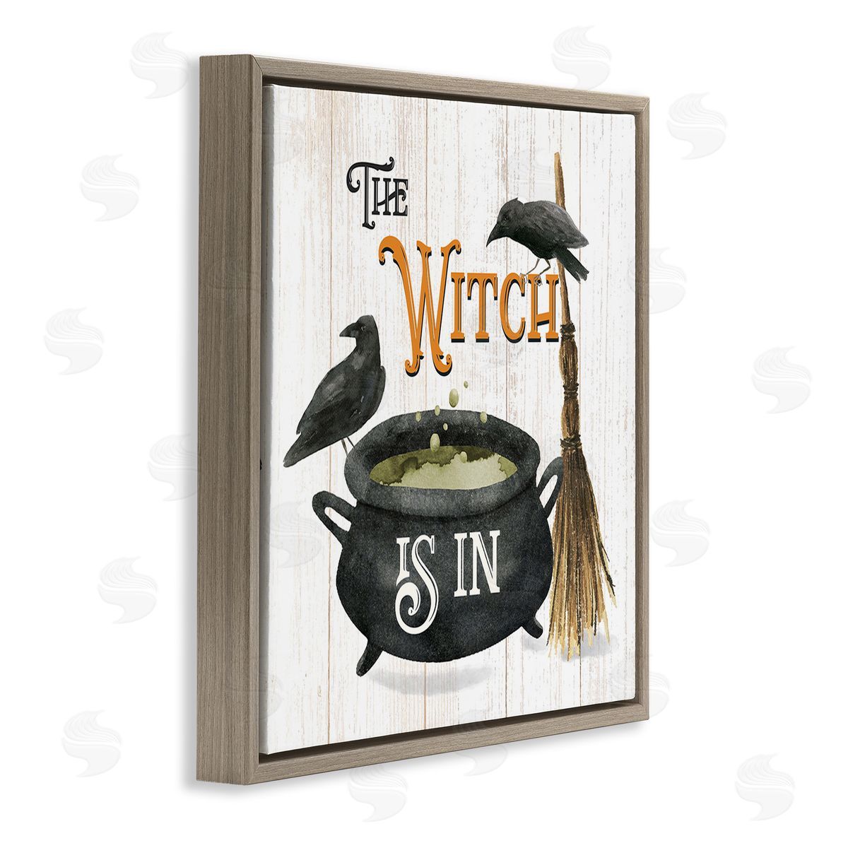 Deane Beesley Witch Cauldron & Crows Brown Floating Frame Canvas Wall Art Print