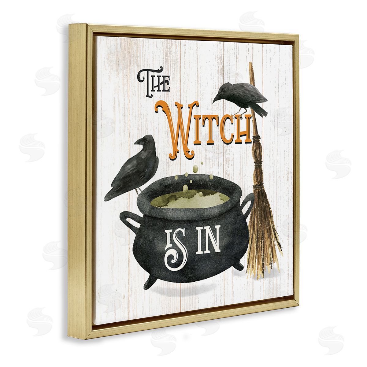 Deane Beesley Witch Cauldron & Crows Gold Floating Frame Canvas Wall Art Print
