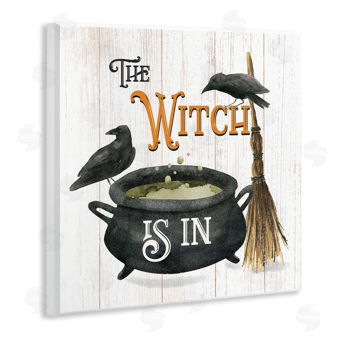 Deane Beesley Witch Cauldron & Crows Wooden Wall Plaque Art Print
