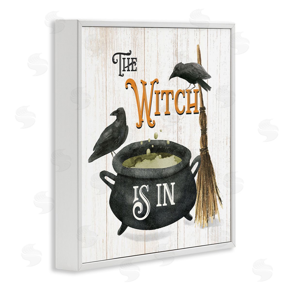Deane Beesley Witch Cauldron & Crows White Framed Giclee Wall Art Print