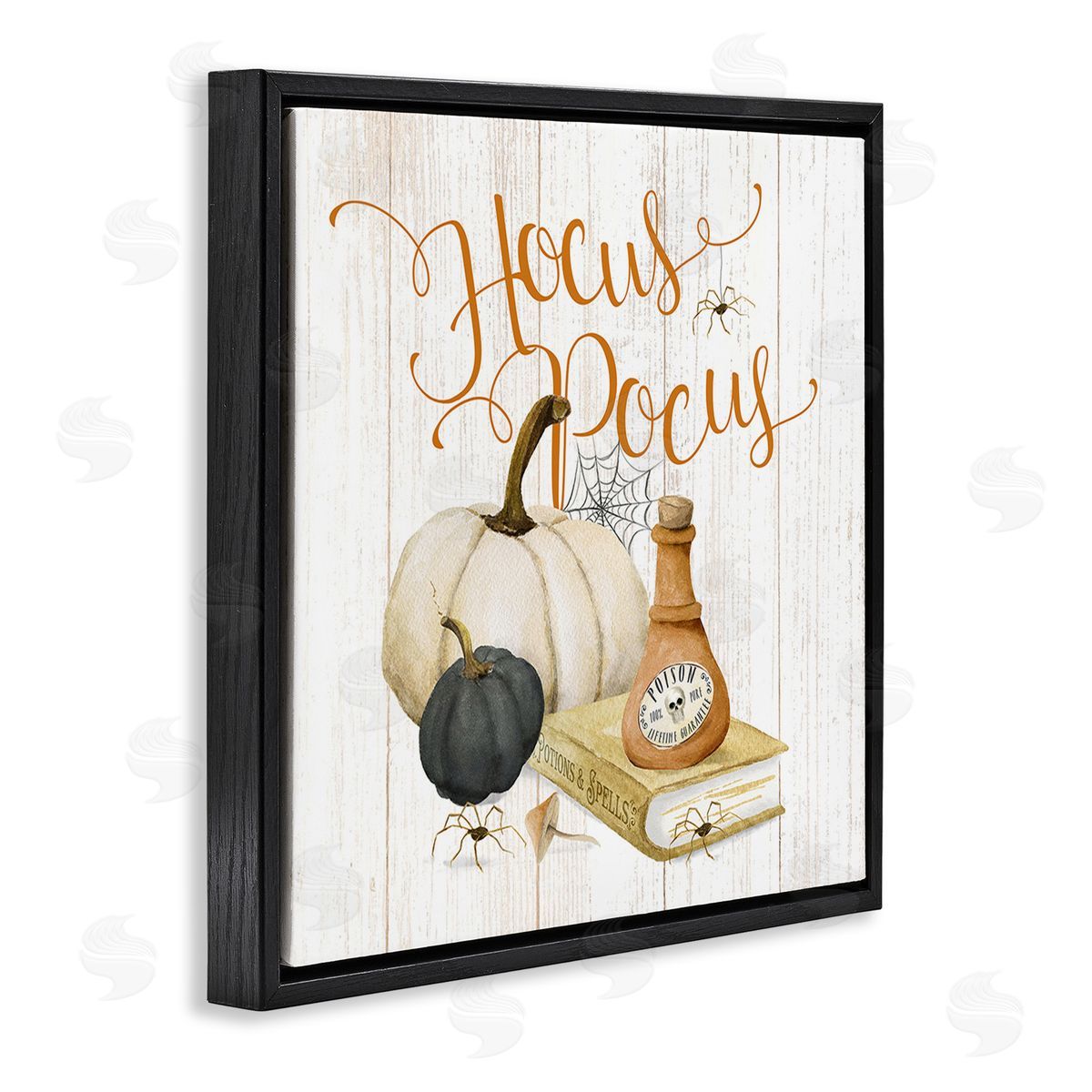 Deane Beesley Hocus Pocus Halloween Phrase Black Floating Frame Canvas Wall Art Print