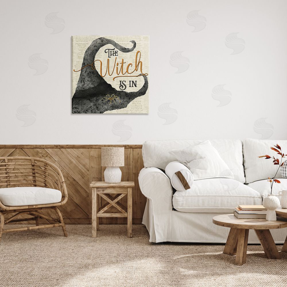 Deane Beesley Vintage Witch Hat Phrase Canvas Wall Art Print in Room