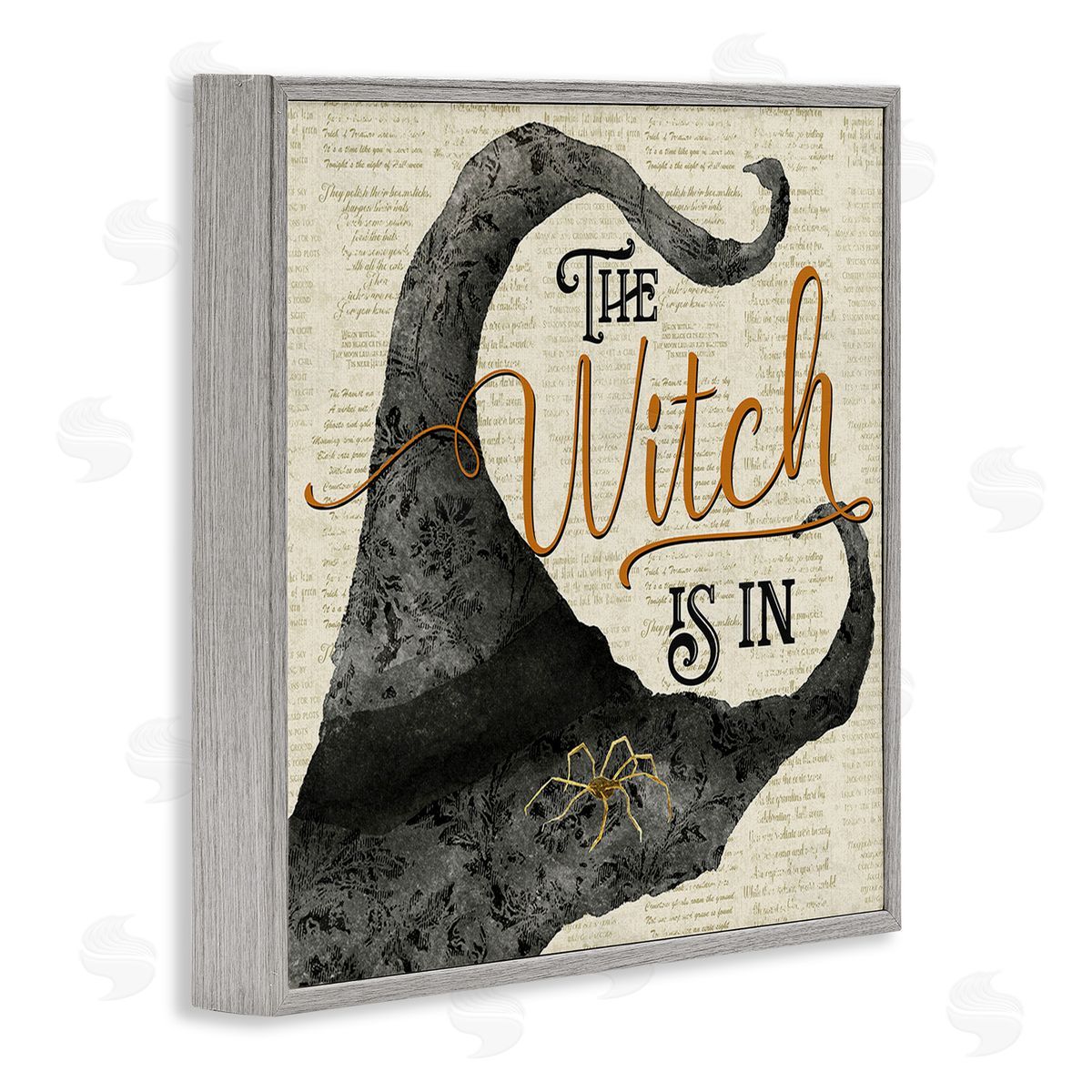 Deane Beesley Vintage Witch Hat Phrase Gray Framed Giclee Wall Art Print