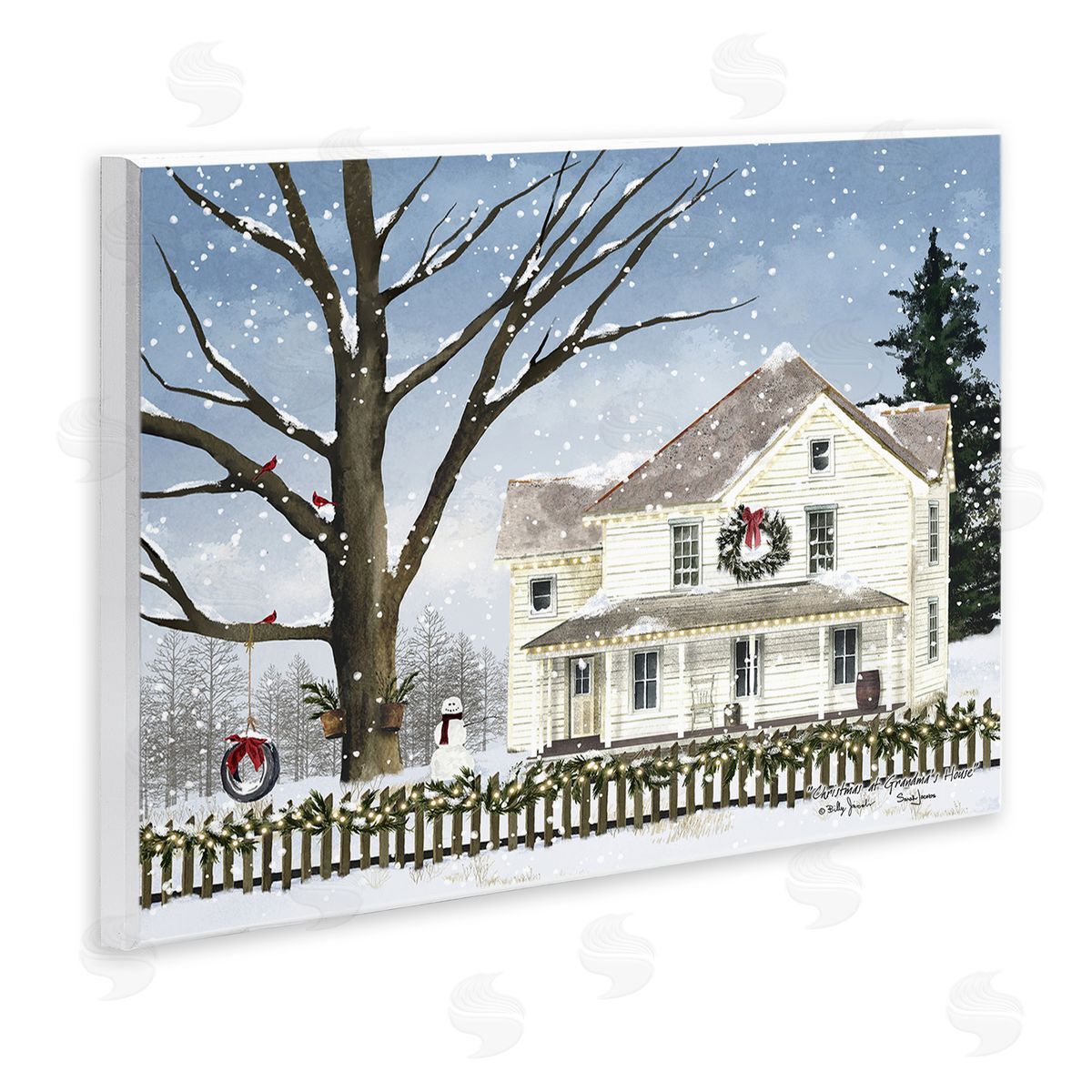 Billy Jacobs Charming Winter Neighborhood Wooden Wall Plaque Art Print