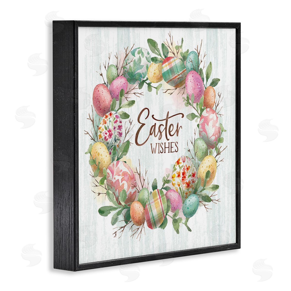 Courtney Morgenstern Easter Wishes Wreath Black Framed Giclee Wall Art Print
