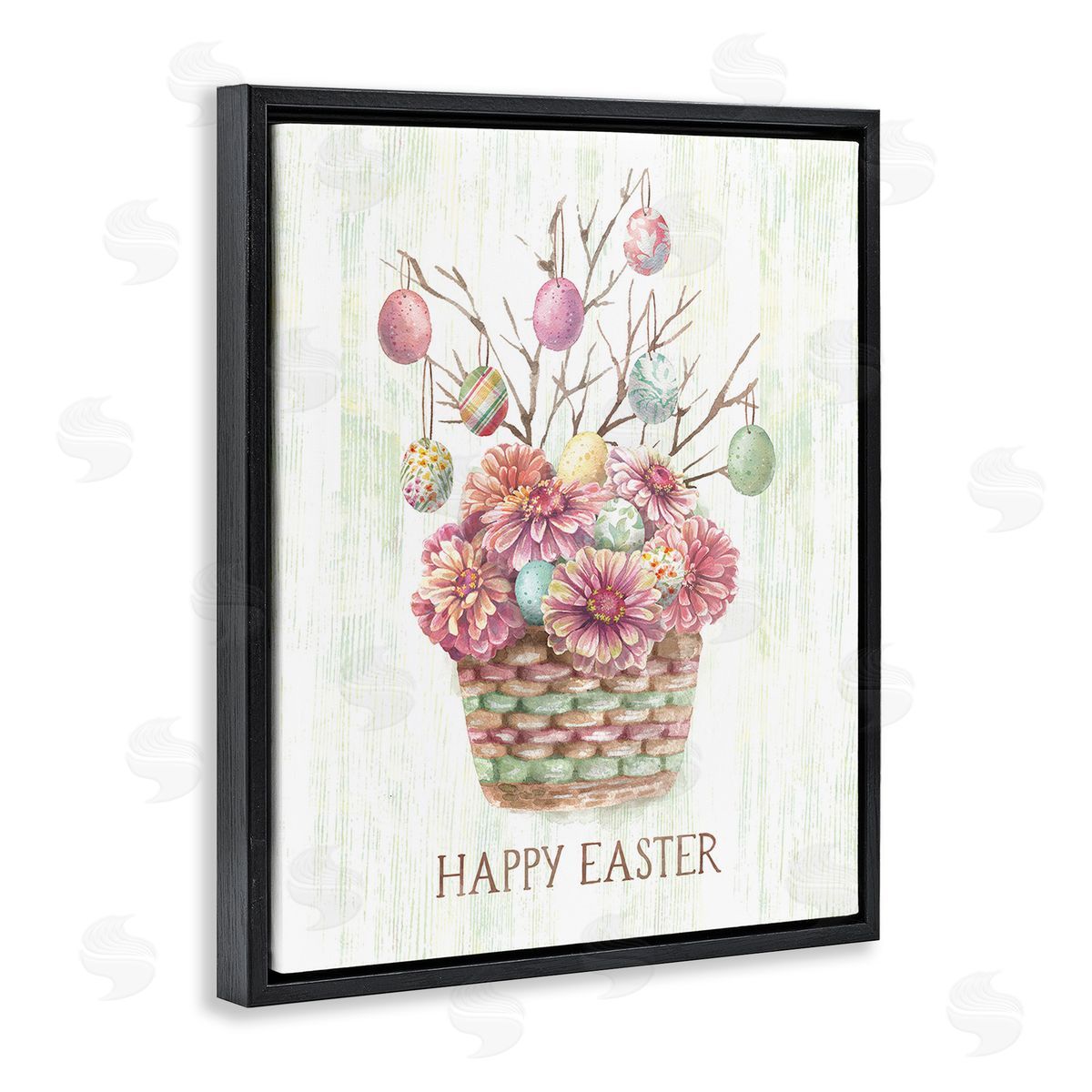 Courtney Morgenstern Happy Easter Bouquet Black Floating Frame Canvas Wall Art Print