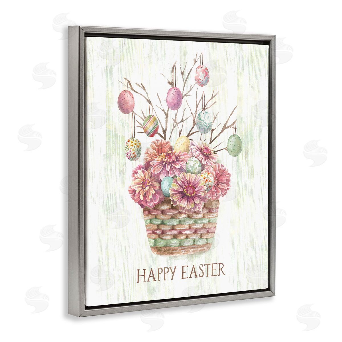 Courtney Morgenstern Happy Easter Bouquet Gray Floating Frame Canvas Wall Art Print