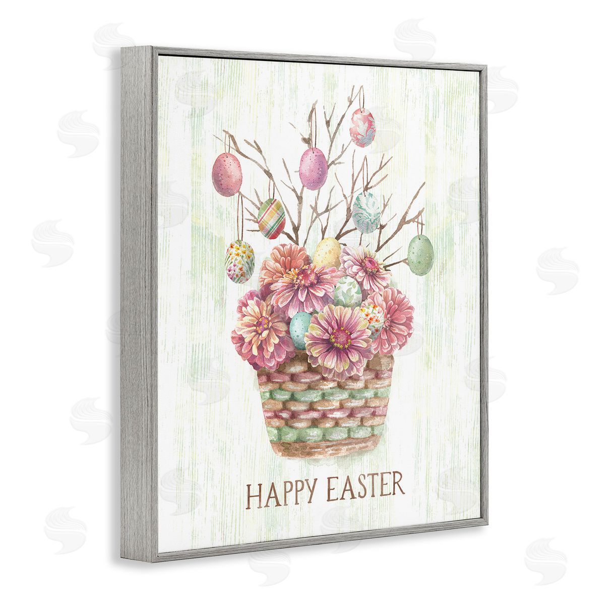 Courtney Morgenstern Happy Easter Bouquet Gray Framed Giclee Wall Art Print