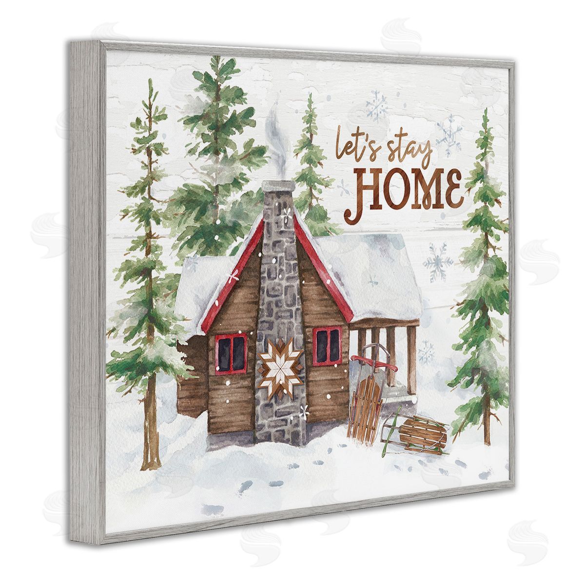 Courtney Morgenstern Cozy Winter Cabin Phrase Gray Framed Giclee Wall Art Print