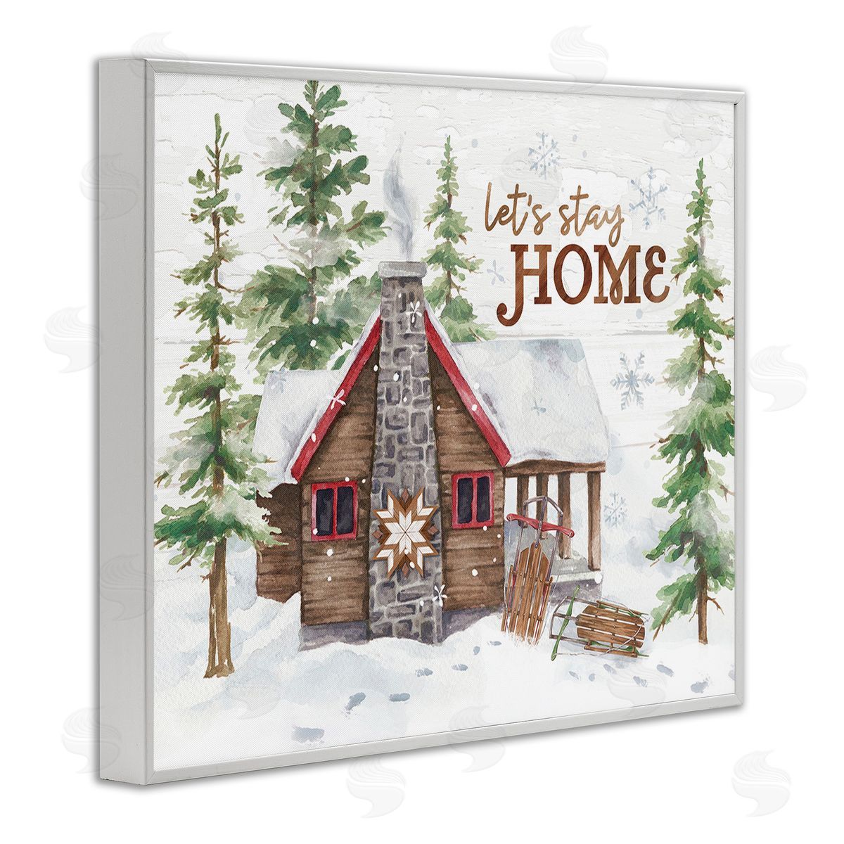 Courtney Morgenstern Cozy Winter Cabin Phrase White Framed Giclee Wall Art Print