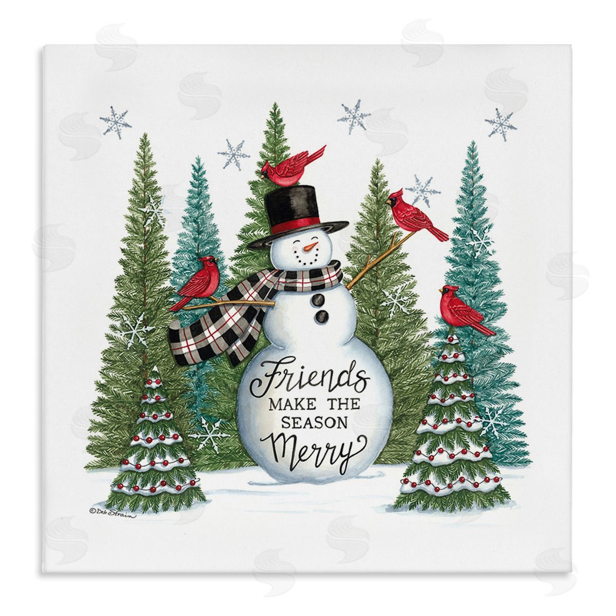 Deb Strain Winter Friendship Snowman Canvas Wall Art Print