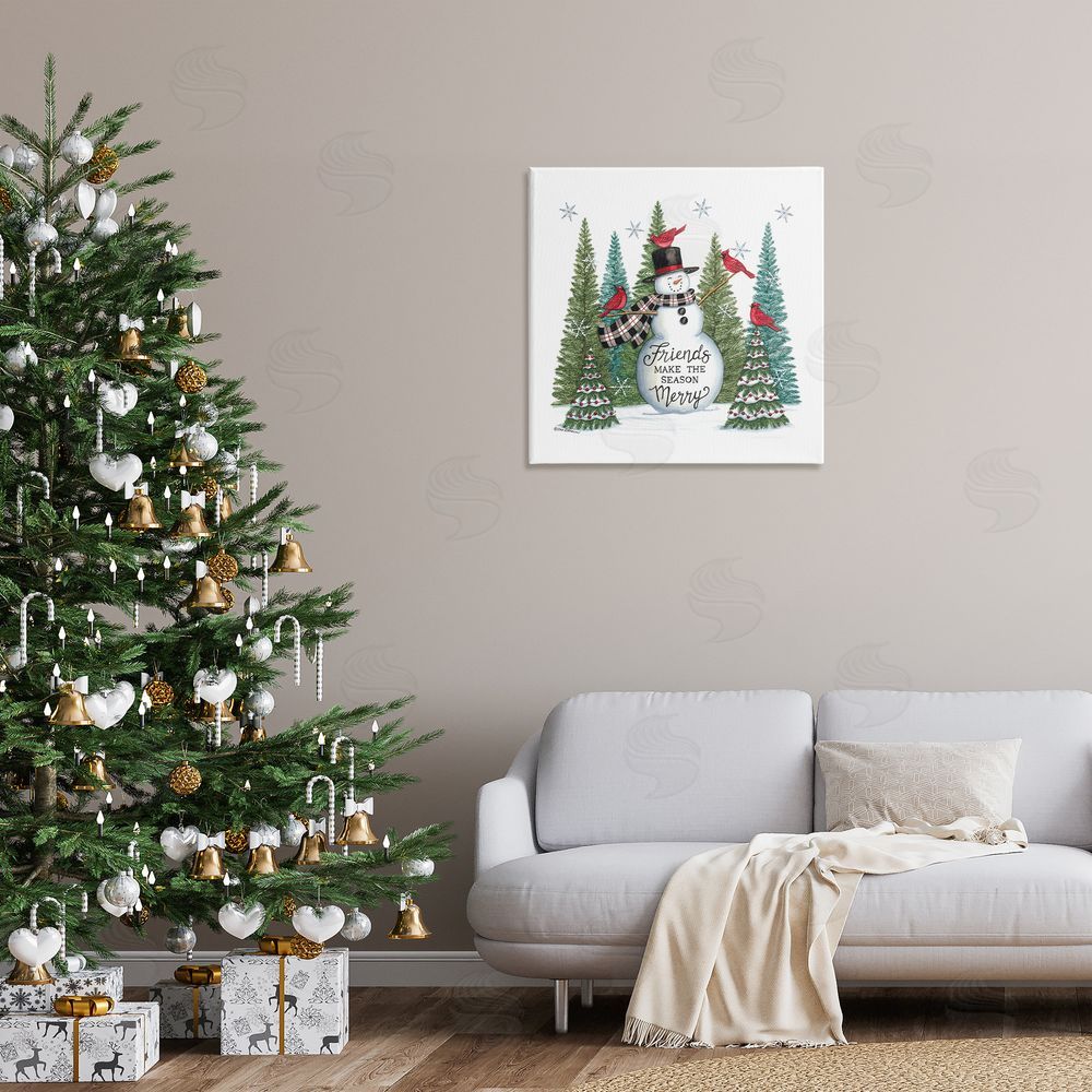 Deb Strain Winter Friendship Snowman Canvas Wall Art Print in Room