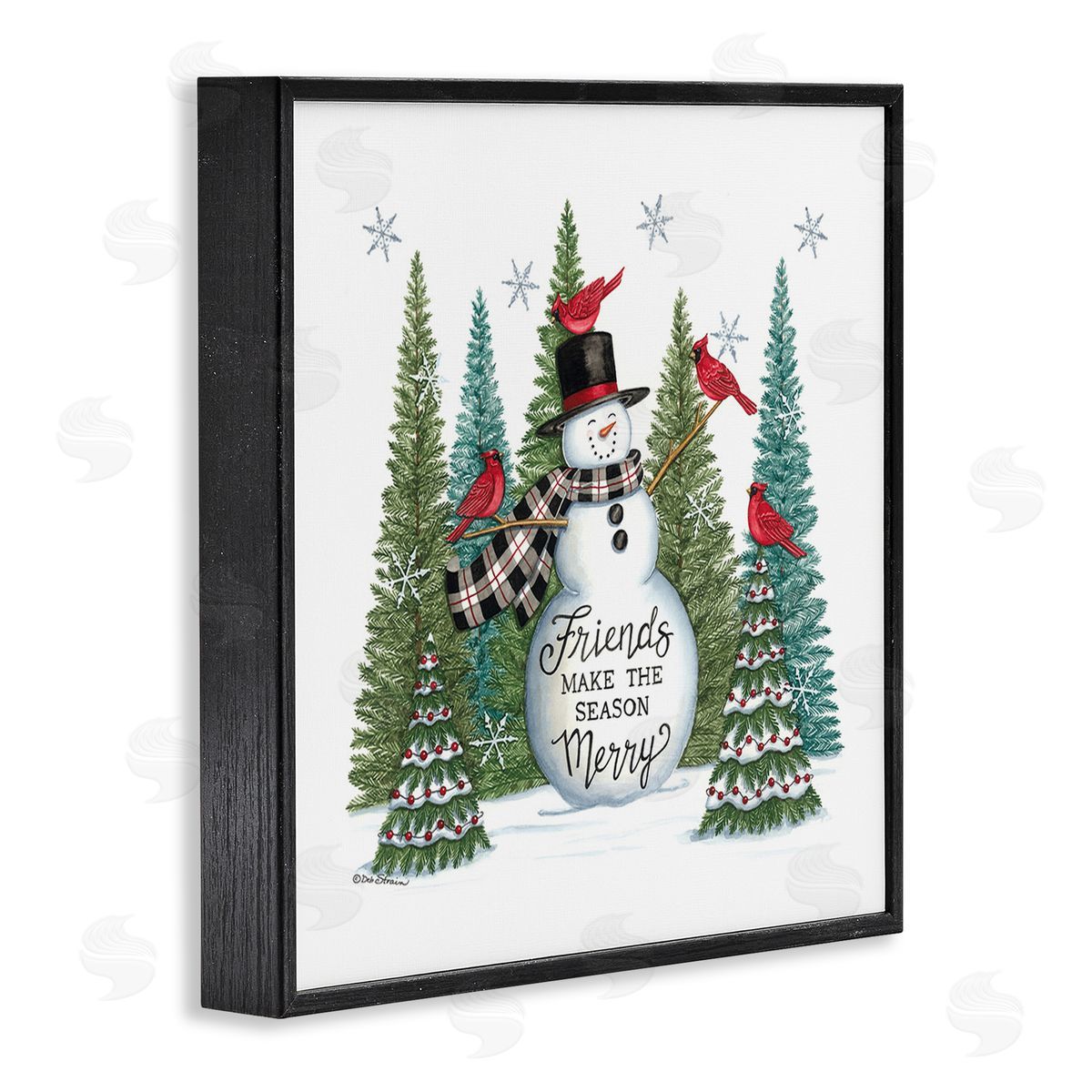 Deb Strain Winter Friendship Snowman Black Framed Giclee Wall Art Print