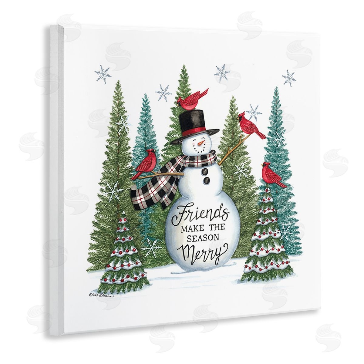 Deb Strain Winter Friendship Snowman Wooden Wall Plaque Art Print