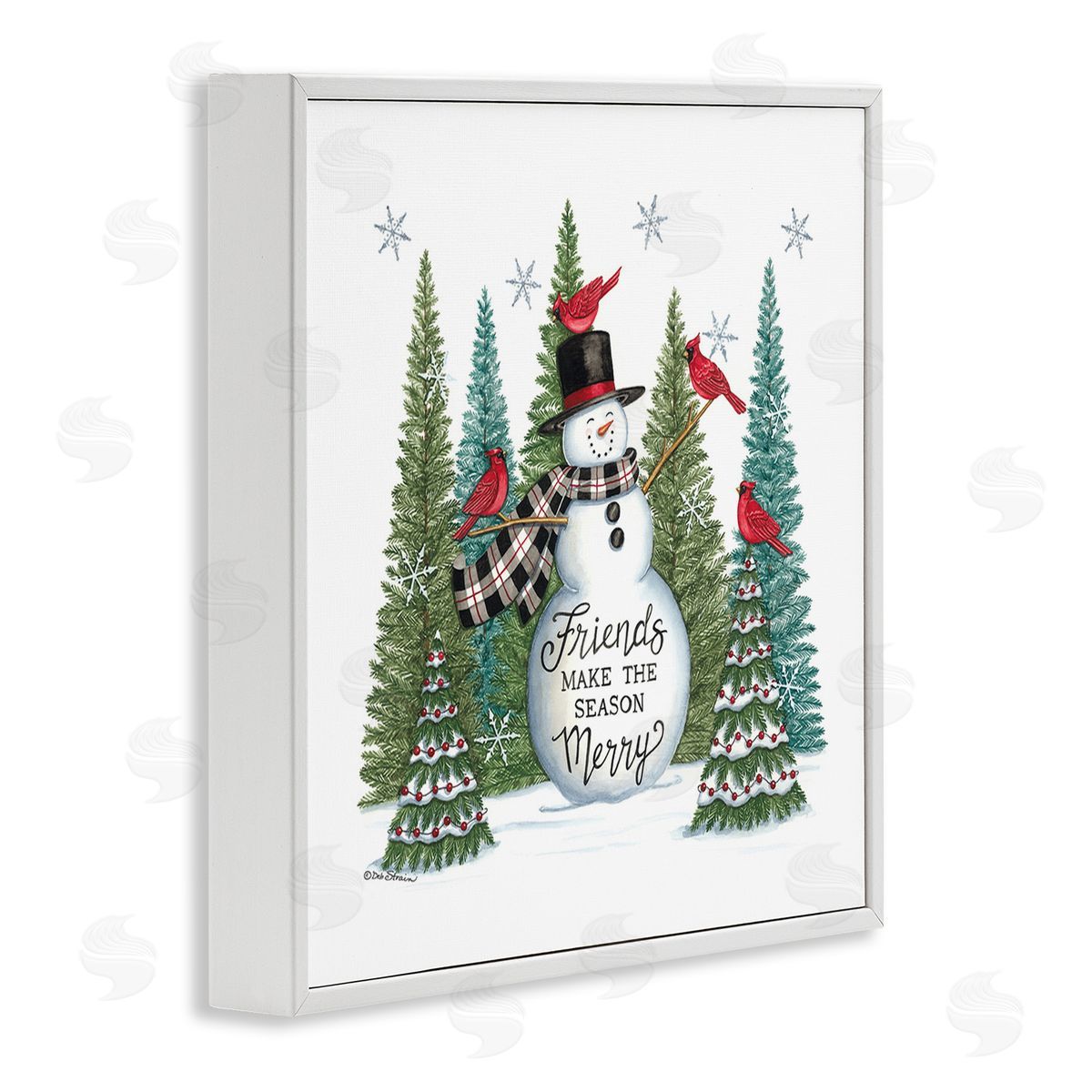 Deb Strain Winter Friendship Snowman White Framed Giclee Wall Art Print