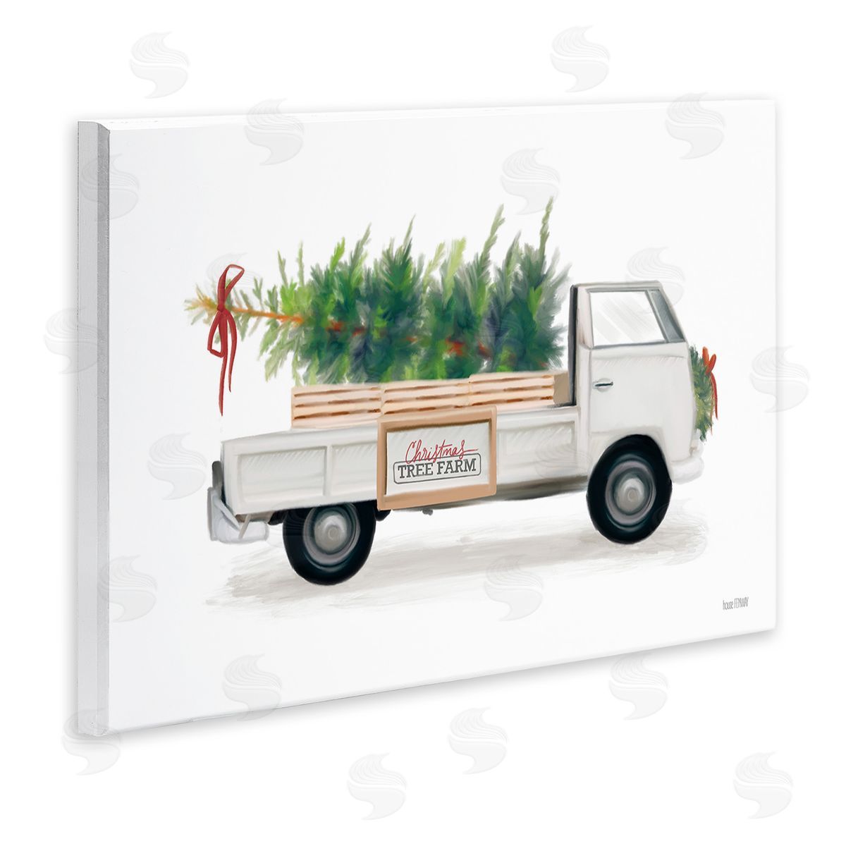 House Fenway Christmas Tree Farm Truck Wooden Wall Plaque Art Print