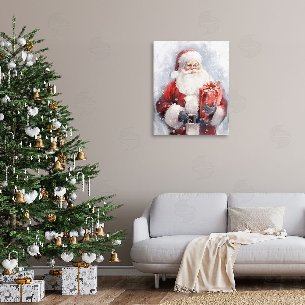 Ramona Murdock Santa with Red Gift Canvas Wall Art Print in Room