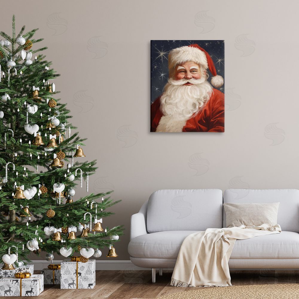 Ramona Murdock Smiling Santa Claus Portrait Canvas Wall Art Print in Room