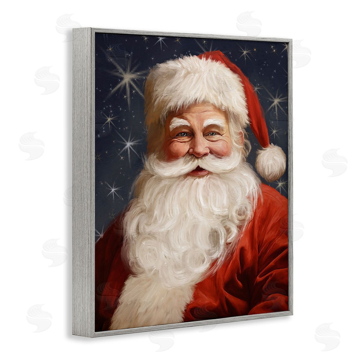 Ramona Murdock Smiling Santa Claus Portrait Gray Framed Giclee Wall Art Print