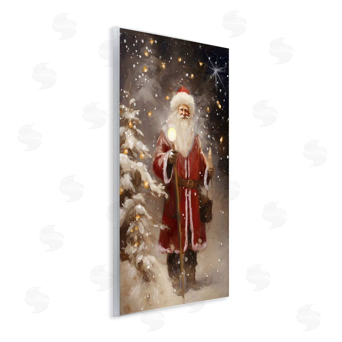 Ramona Murdock Santa in Snowy Night Scene Wooden Wall Plaque Art Print