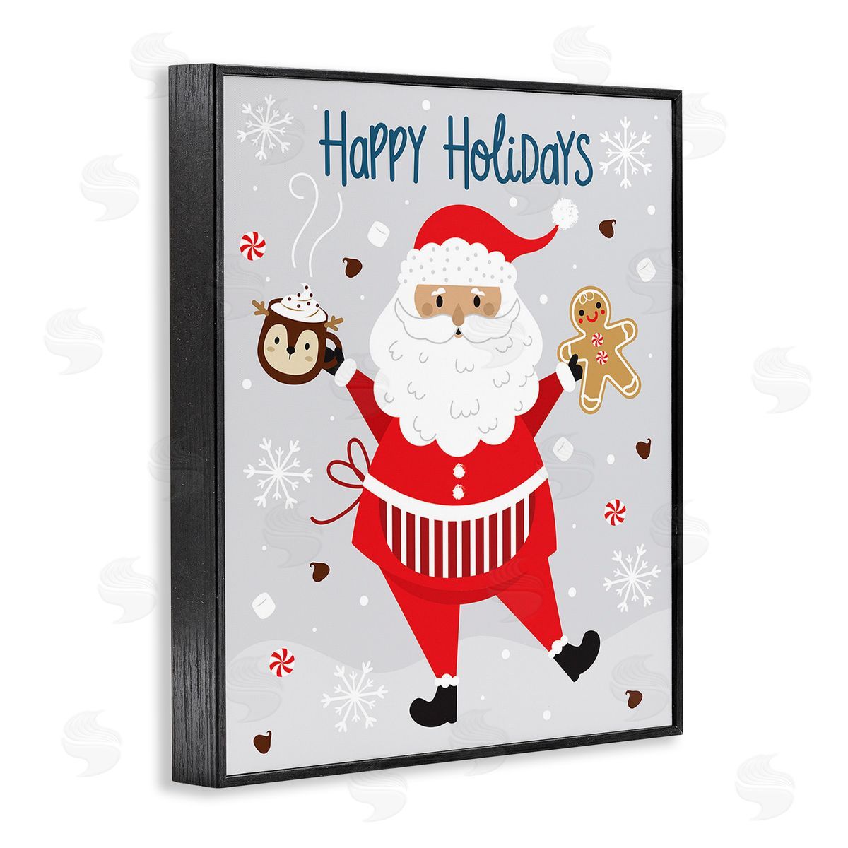 Ilis Avilés Santa with Cocoa & Cookie Black Framed Giclee Wall Art Print