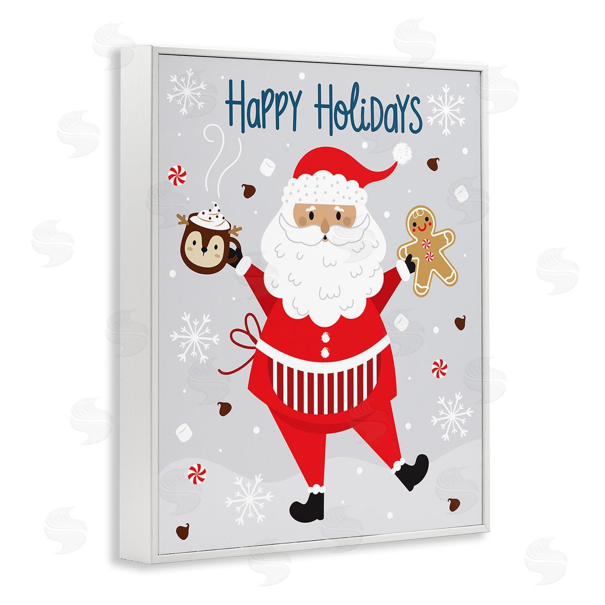 Ilis Avilés Santa with Cocoa & Cookie White Framed Giclee Wall Art Print