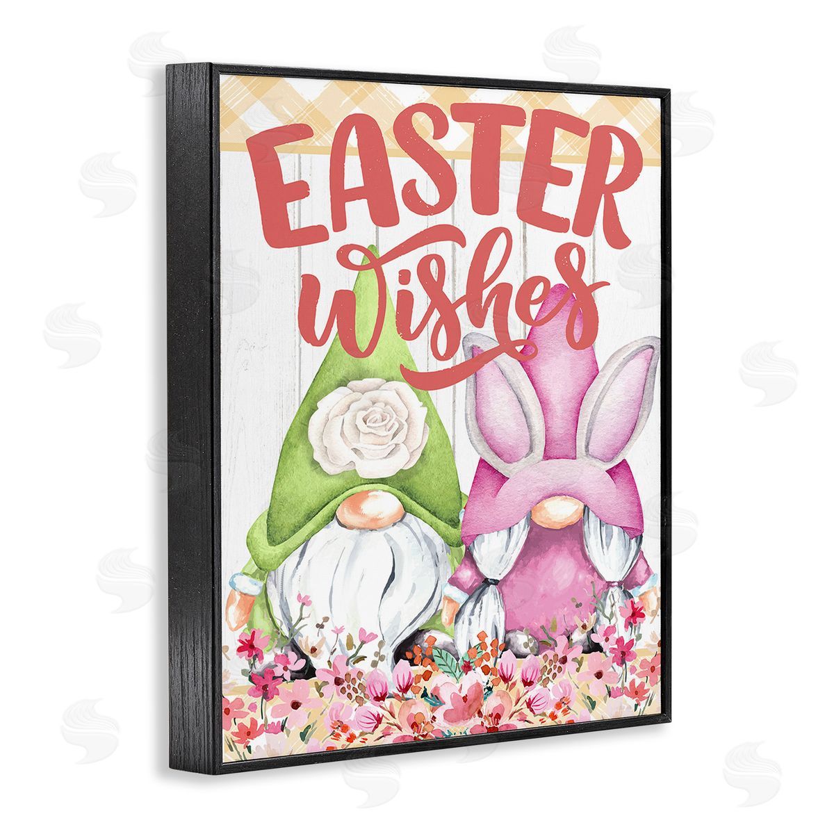 Kim Allen Easter Wishes Gnomes Black Framed Giclee Wall Art Print