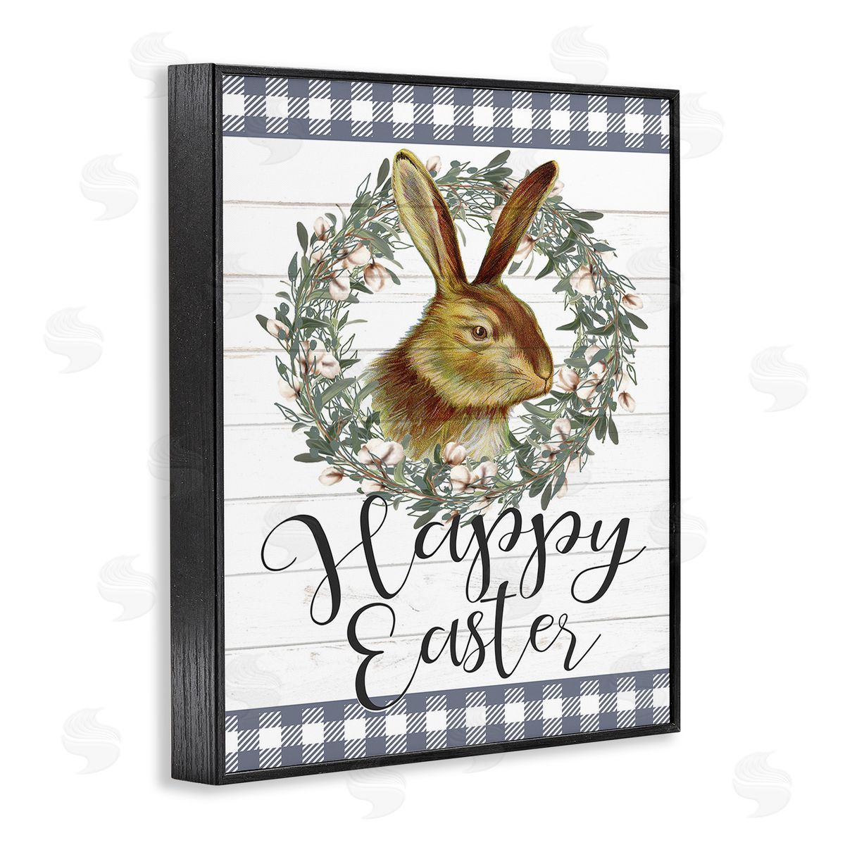 Kim Allen Easter Bunny Wreath Phrase Black Framed Giclee Wall Art Print