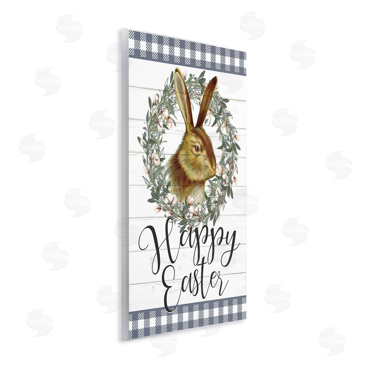 Kim Allen Easter Bunny Wreath Phrase Wooden Wall Plaque Art Print